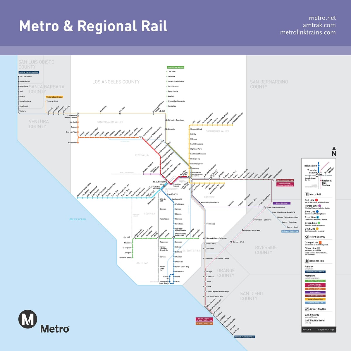 Метро La легкорельсового карте