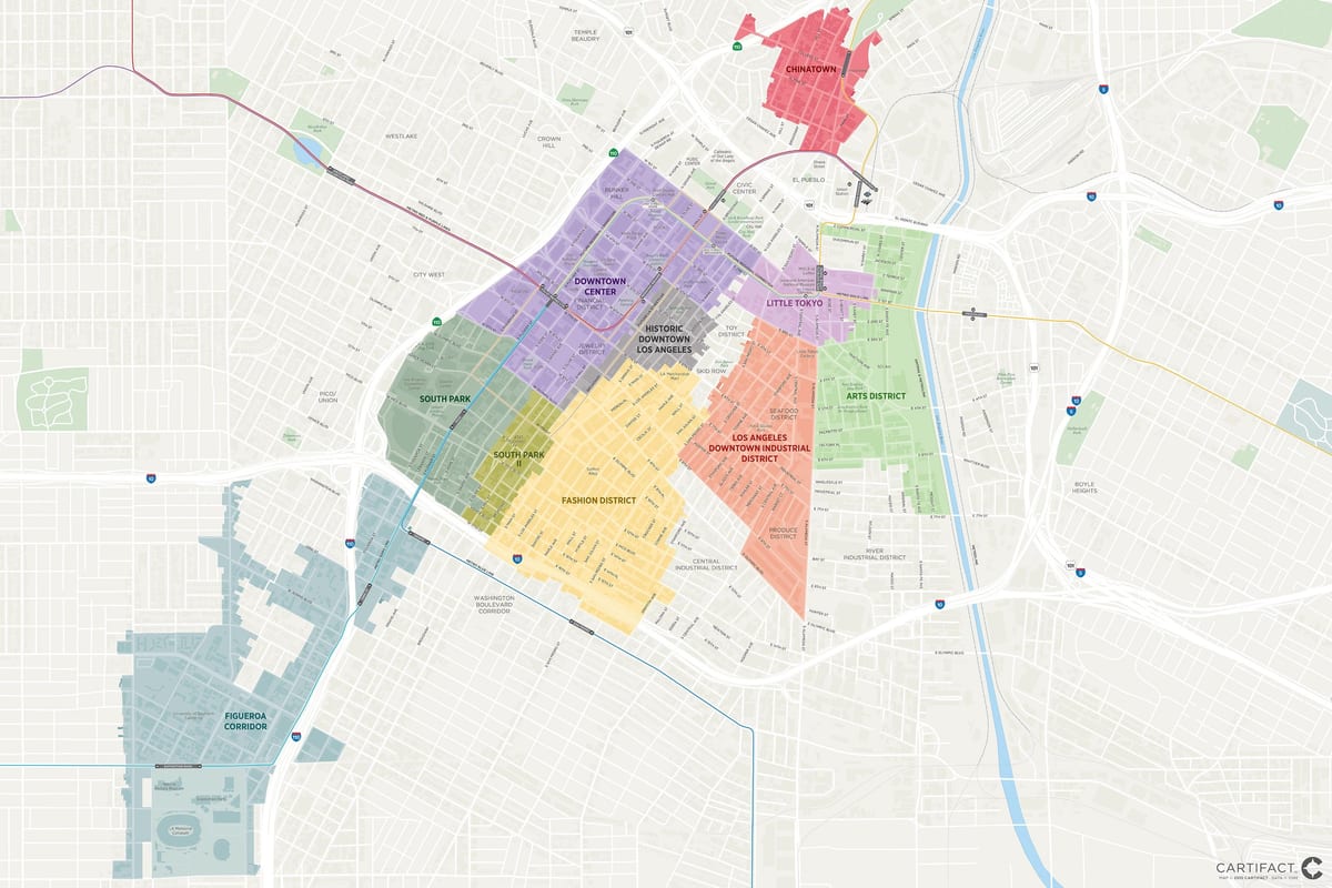 карта центра города Лос-Анджелес районы