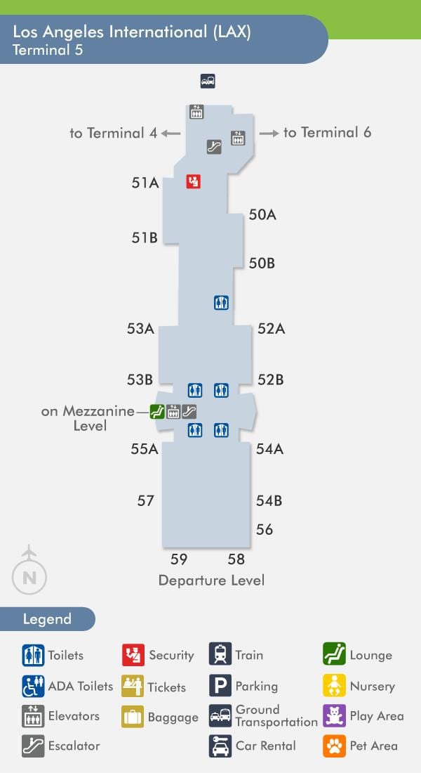 LAX терминалу аэропорта карте 5
