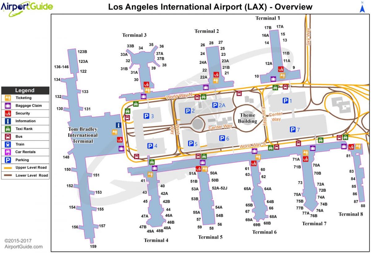 LAX терминалу аэропорта карте