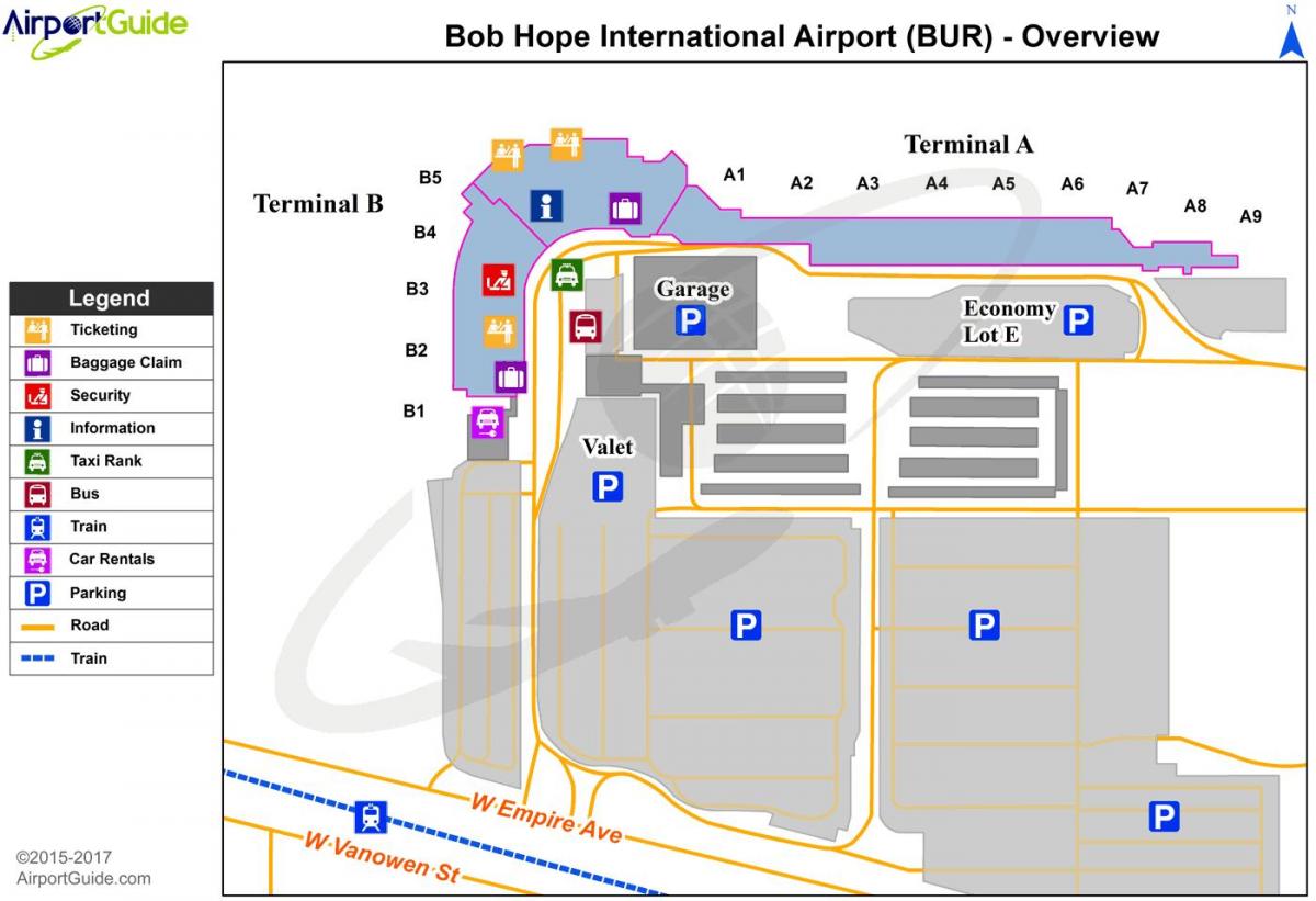 карта аэропорт Боб Хоуп 