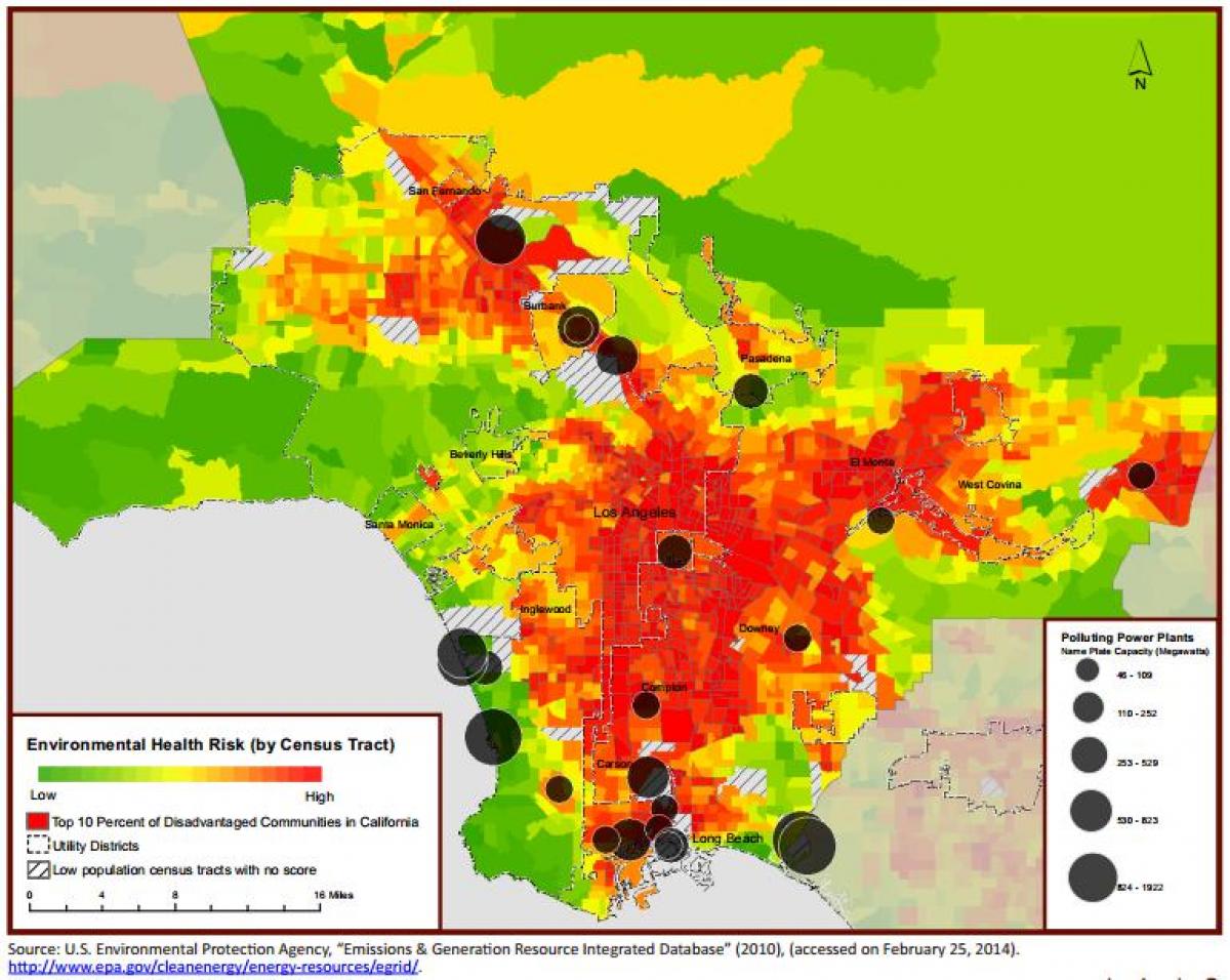 карта Лос-Анджелеса качества воздуха 