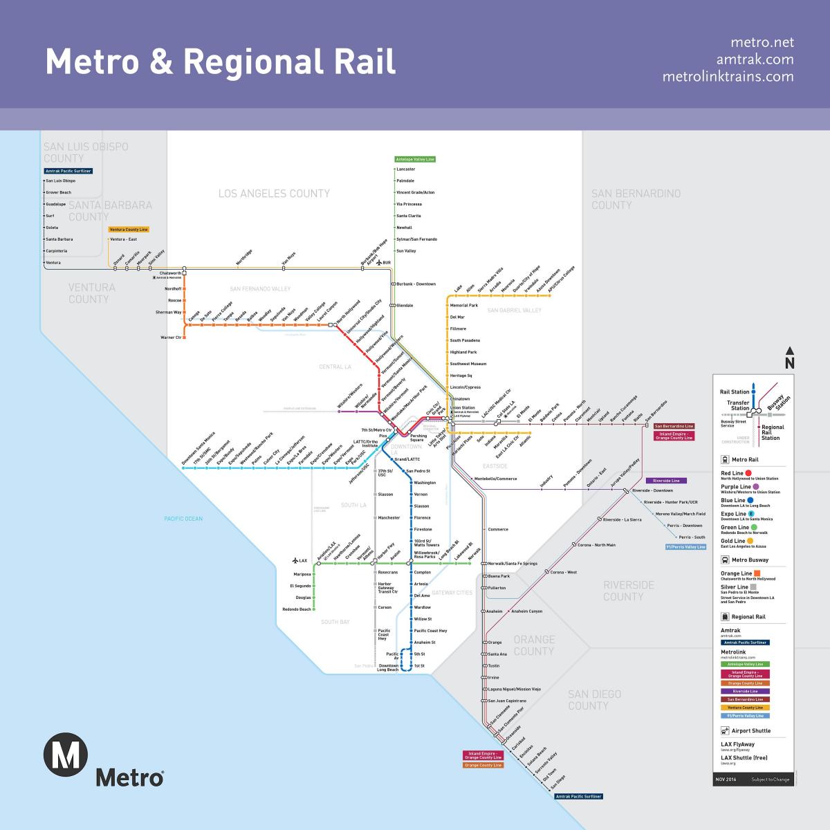Лос-Анджелес железнодорожный карте