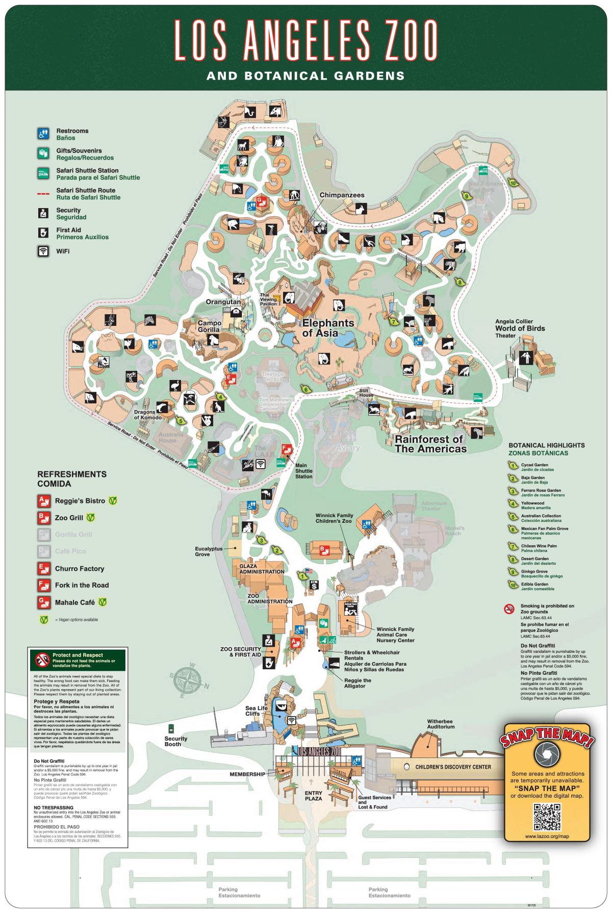 Лос-Анджелес карта зоопарка 