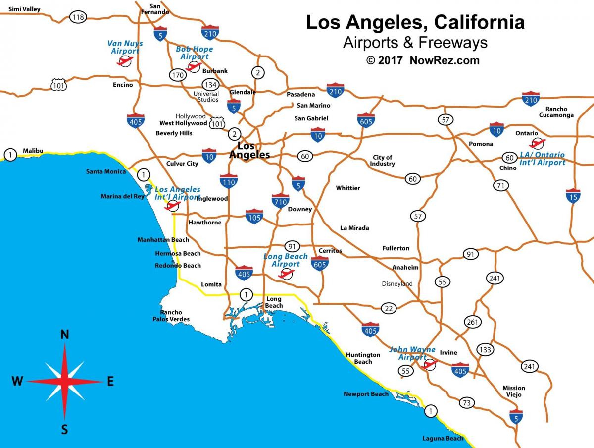 Лос-Анджелес шоссе карта