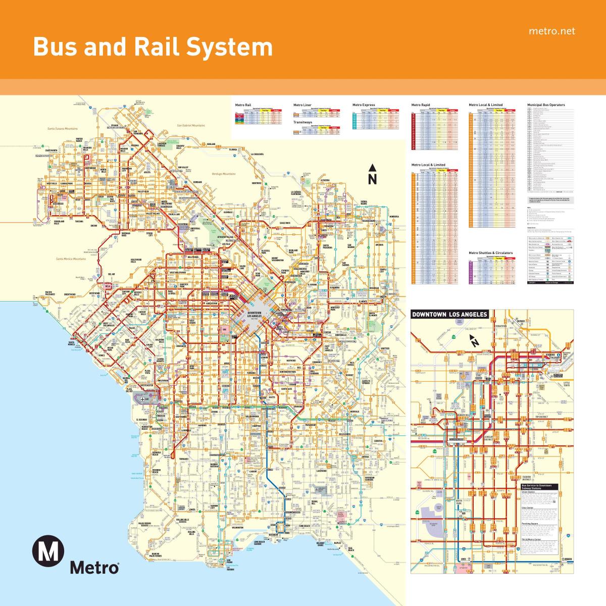 Автобусные маршруты в Лос-Анджелес карту