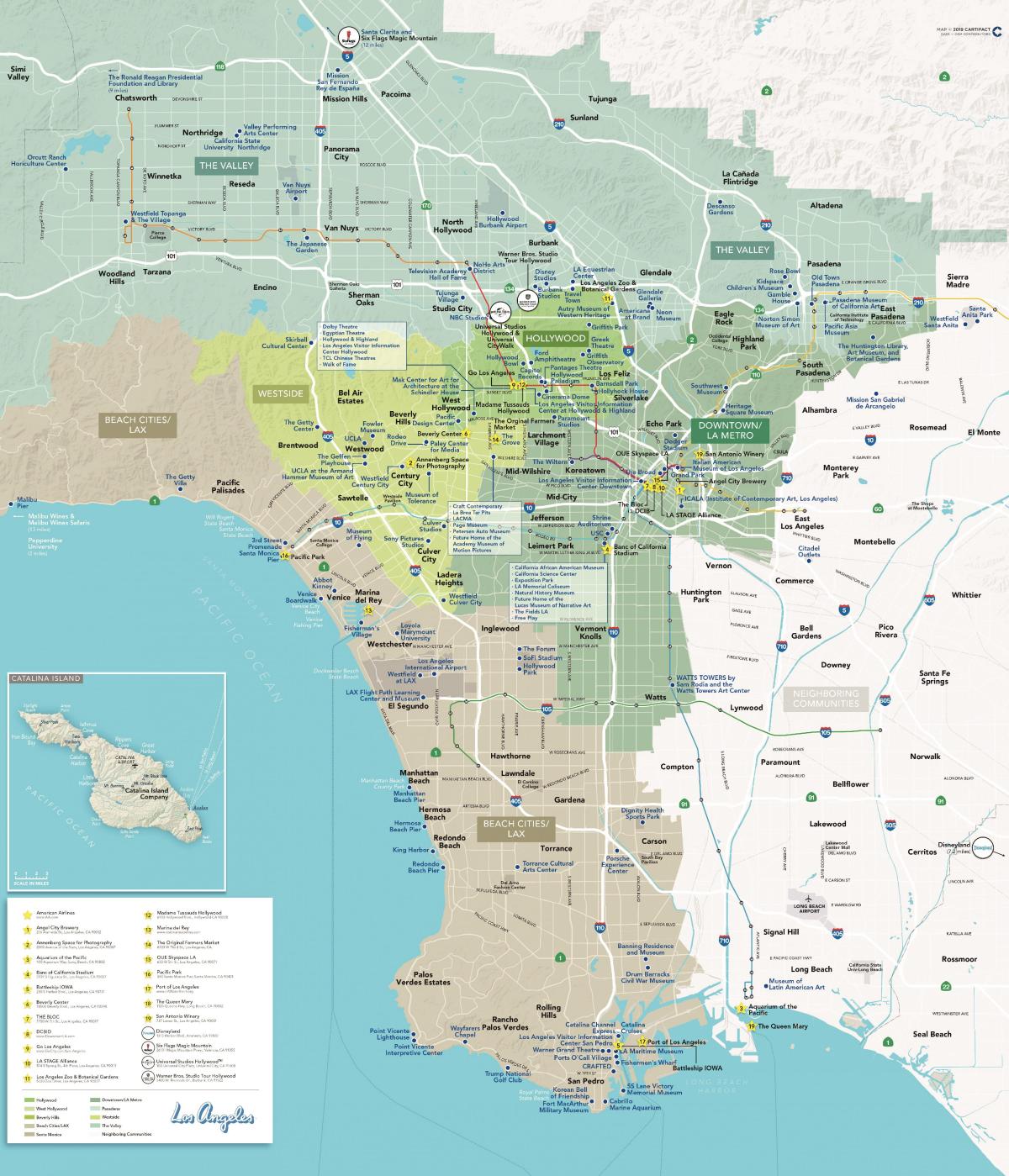карта Лос-Анджелес достопримечательности