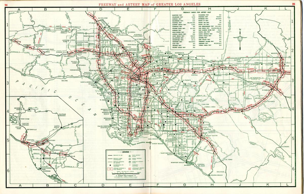 карта Лос-Анджелеса на карте 1940