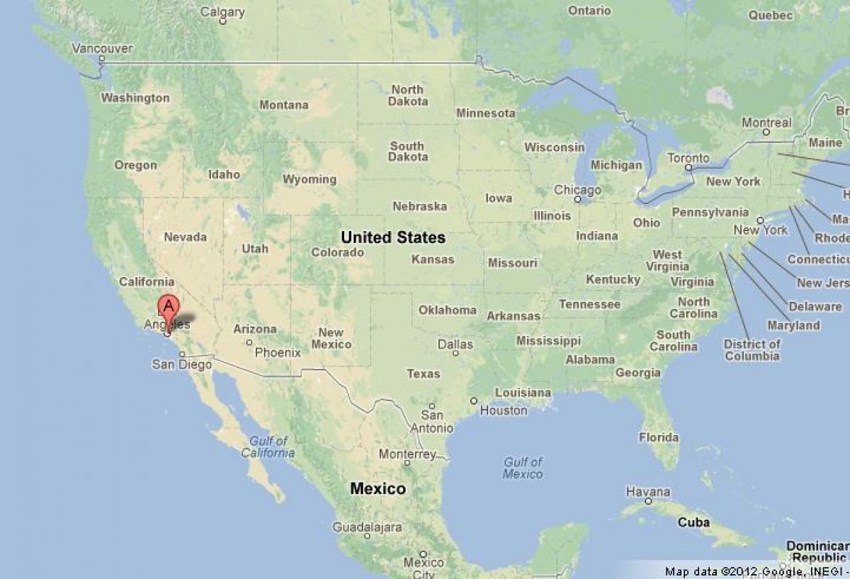 Лос-Анджелес на карте США 