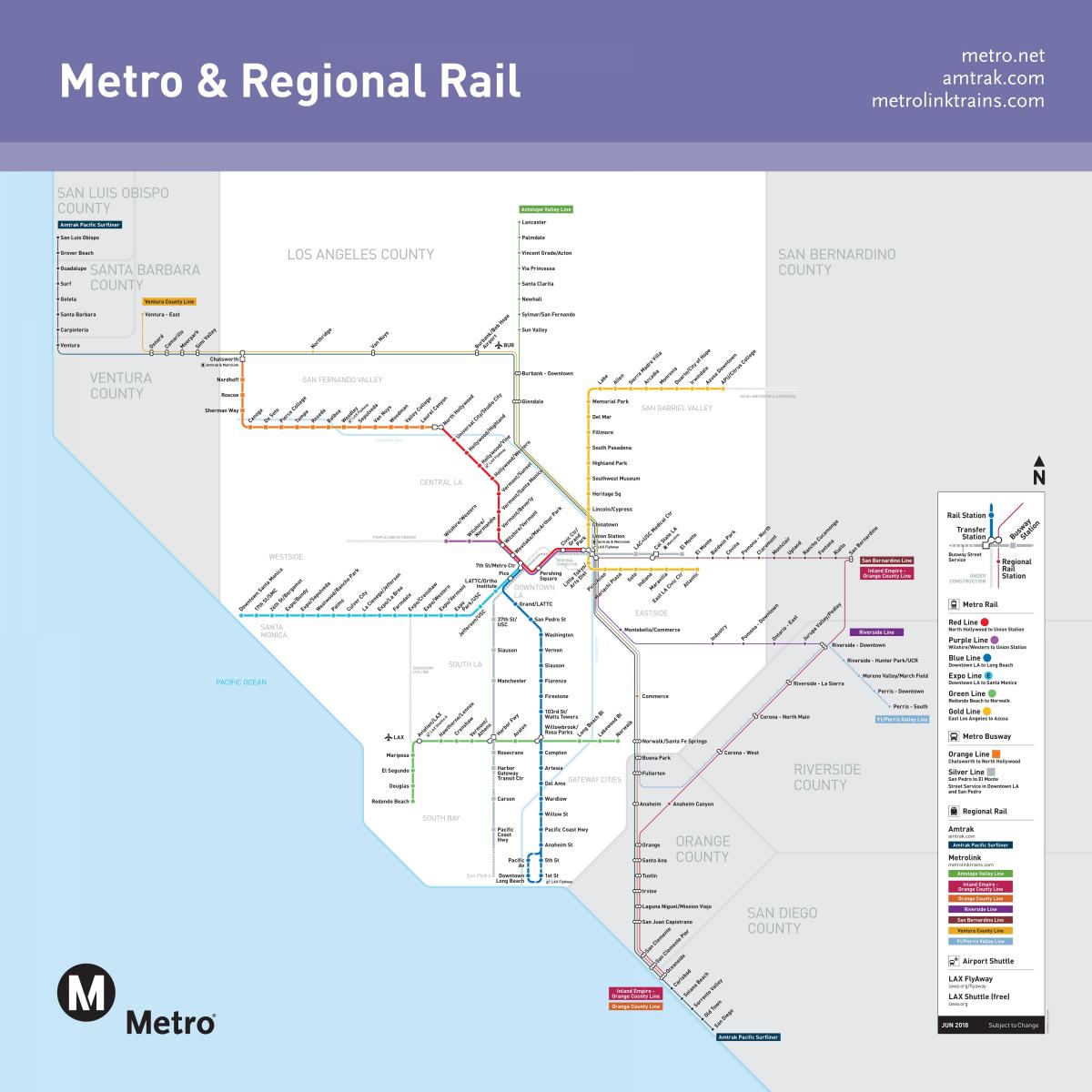 Метро Лос-Анджелеса железнодорожных карте