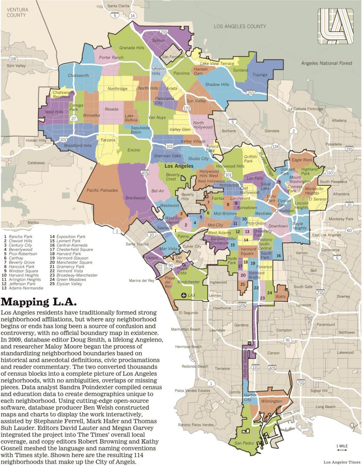 карта района кварталы Лос-Анджелес 