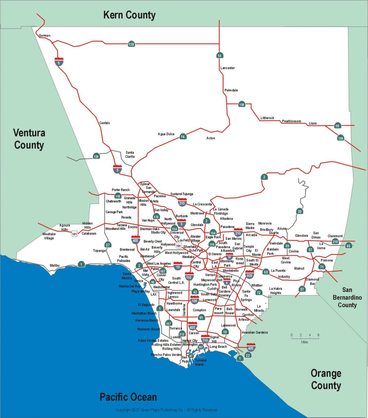 Лос-Анджелес магистралей карте