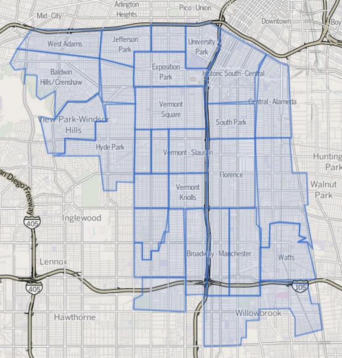 карта Южной Лос-Анджелесе 