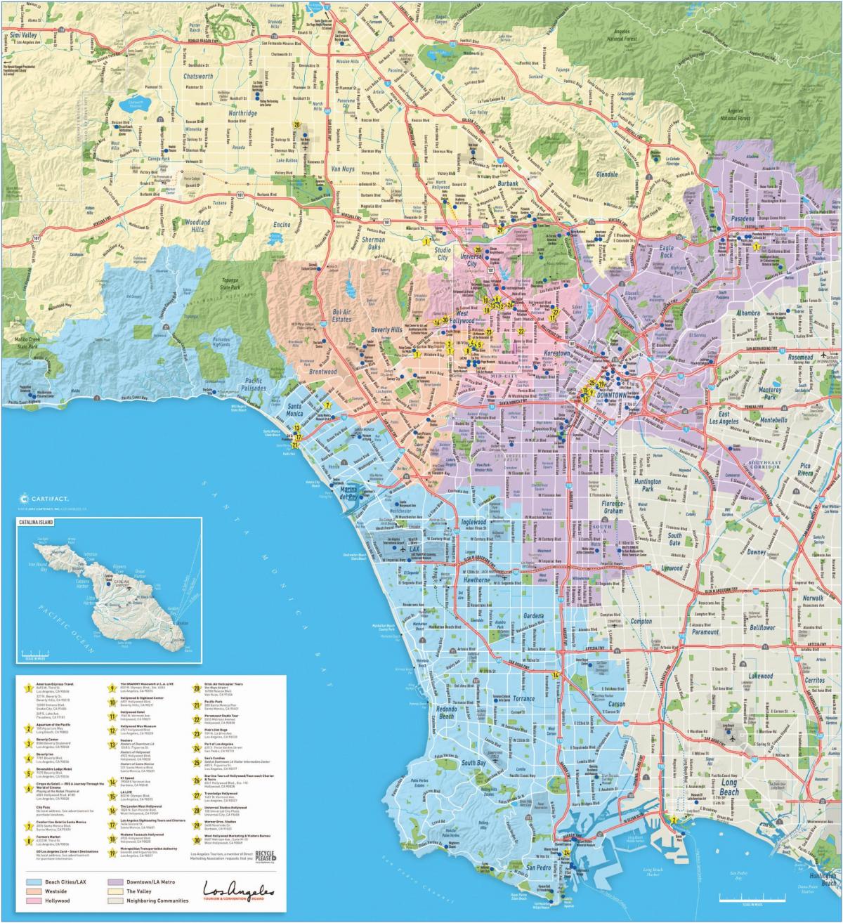 карта большая карта Лос-Анджелес