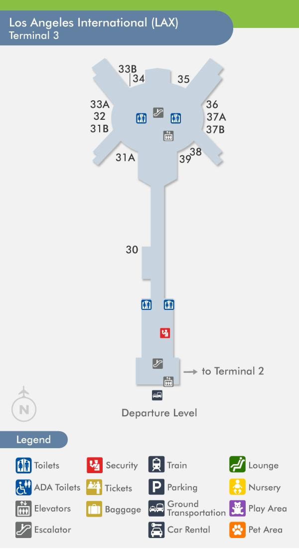 карта LAX терминалу 3