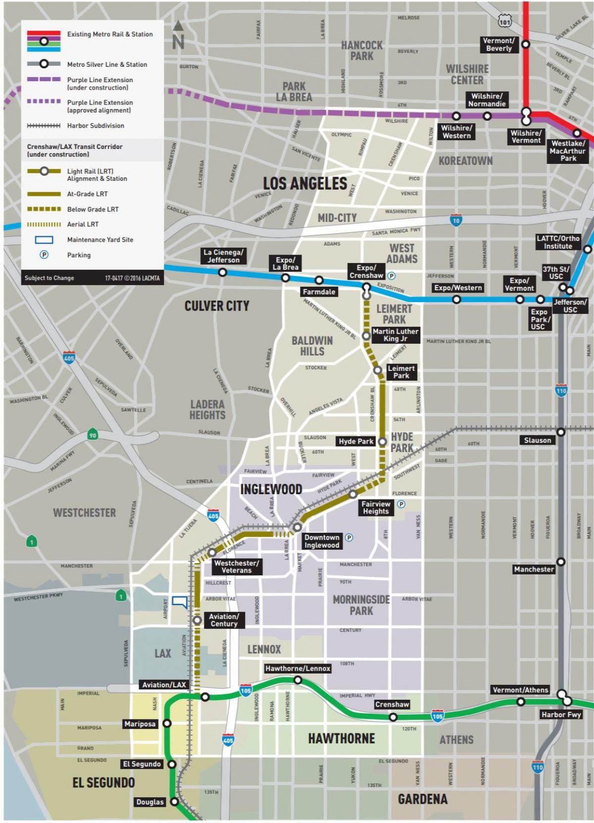 карта линий метро Креншоу 