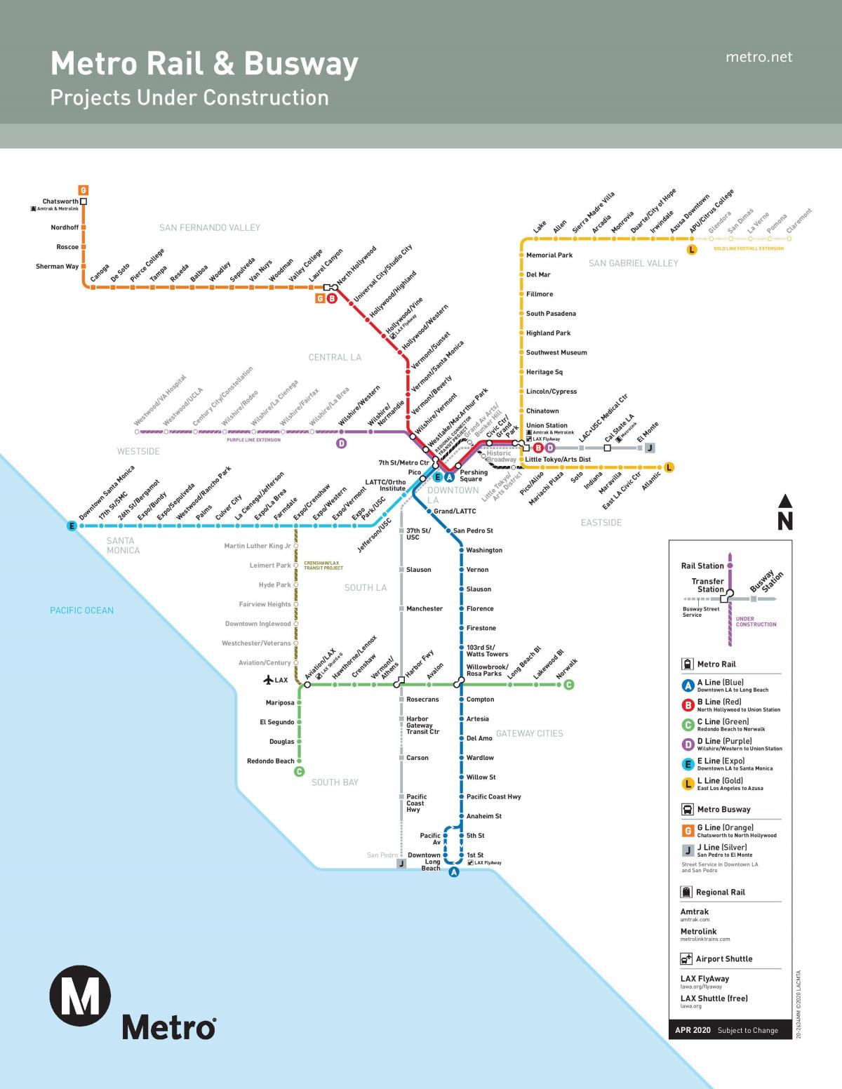Метро Лос-Анджелеса будущих карте