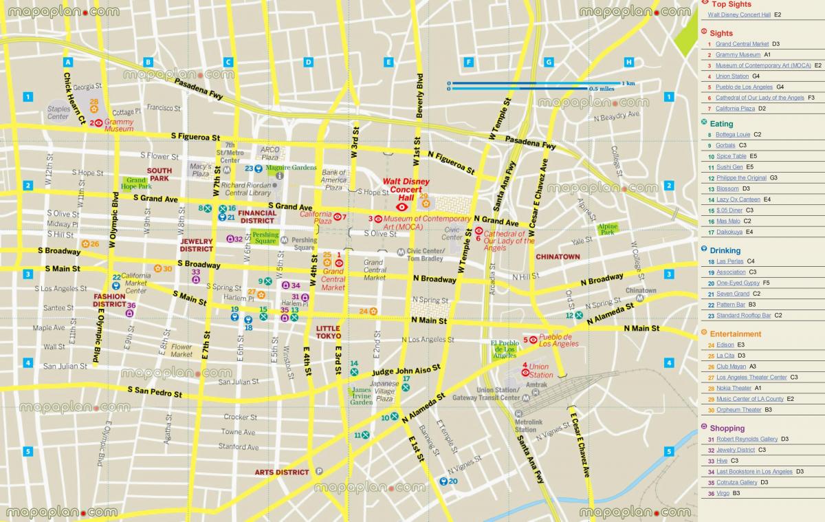 карта ресторанной карте Лос-Анджелеса
