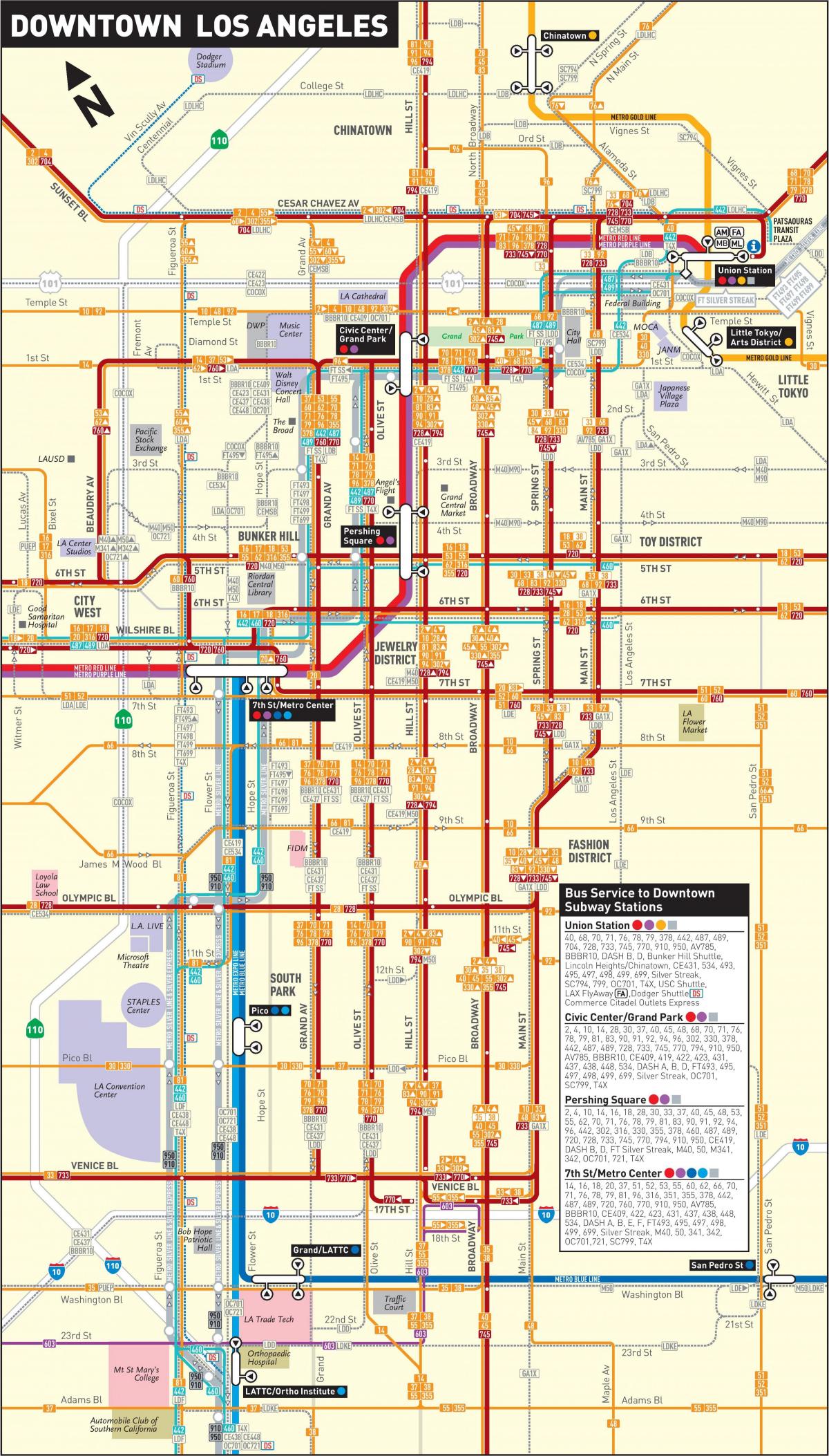 Лос-Анджелес на карте метро