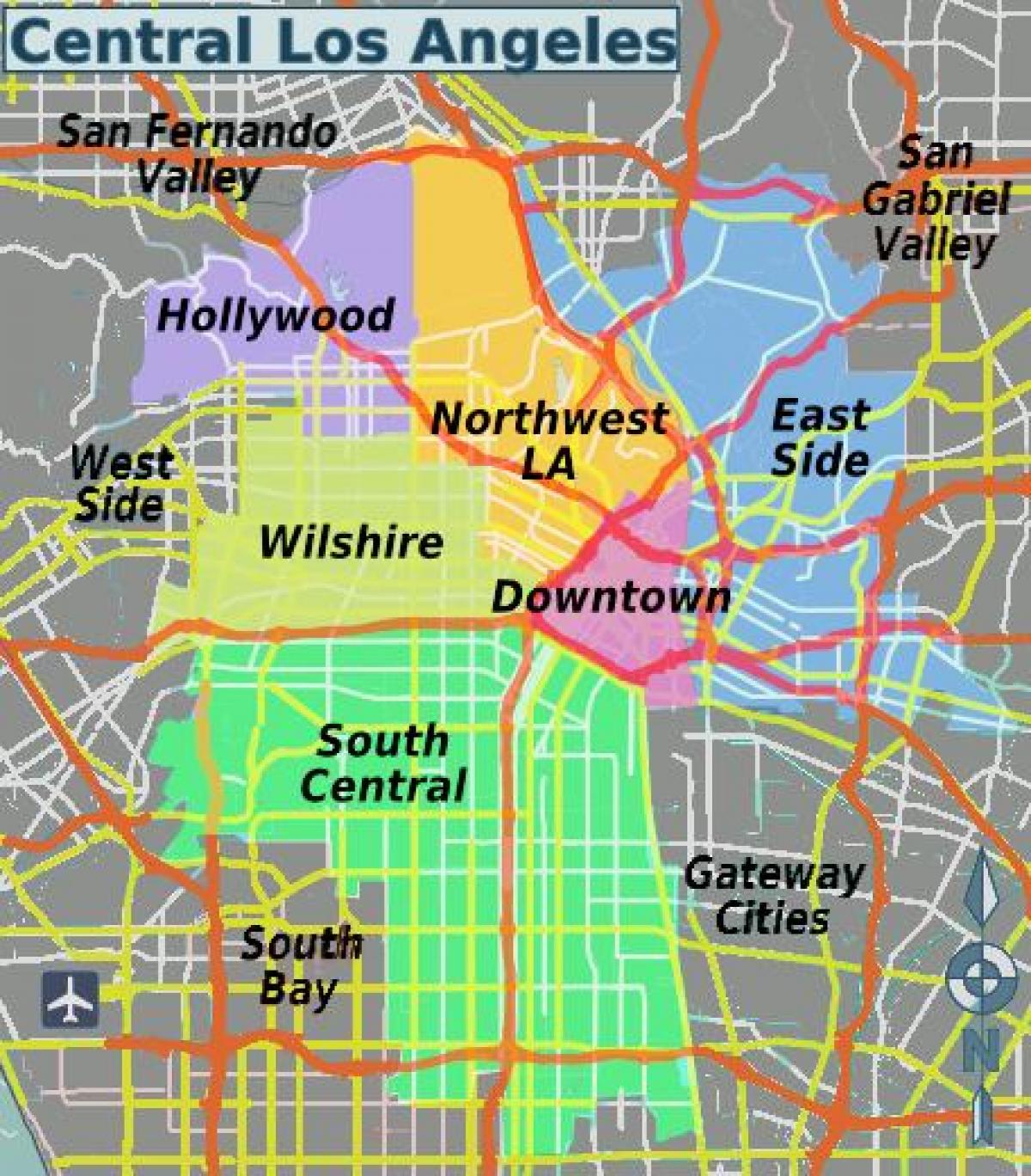 карта центральной Лос-Анджелес