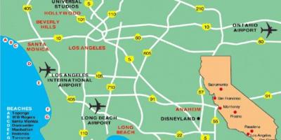 Аэропорты Лос-Анджелеса на карте